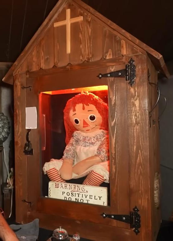 Another view of the real Annabelle doll in its container